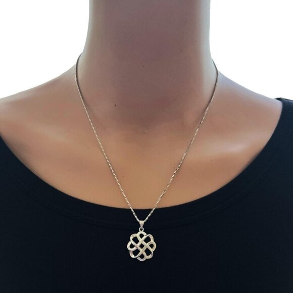 Celtic Knot Necklace Silver Tone Adjustable Length - Picture 4 of 4